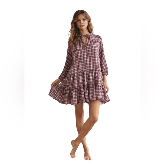 THE GREAT. Dresses & Skirts - The Great The Timber Dress in Burgundy Plaid - Size Medium